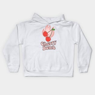 Cherry Bomb and Light Peach Blush Flaming Design Kids Hoodie